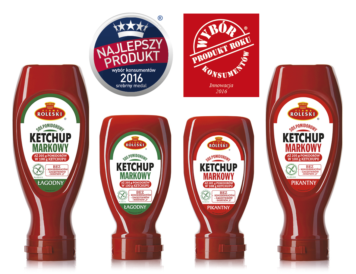 Ketchup Markowy Roleski Łagodny oraz Pikantny Najlepszy Produkt 2016